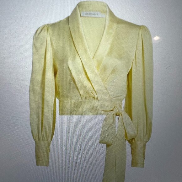 Zimmermann Lemon Silk Crop Wrap Top, size 1 (4-6) - Picture 1 of 6